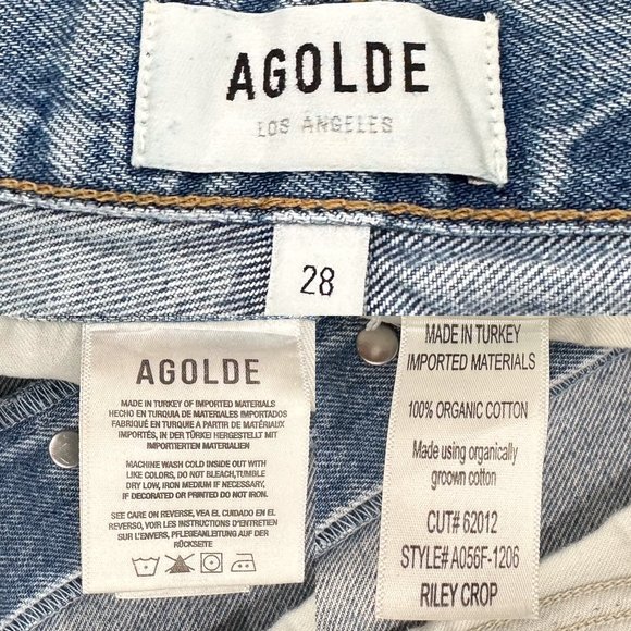 Agolde Riley High Rise Straight Crop Jeans in Curio Light Wash Denim Size 28 - Picture 4 of 16